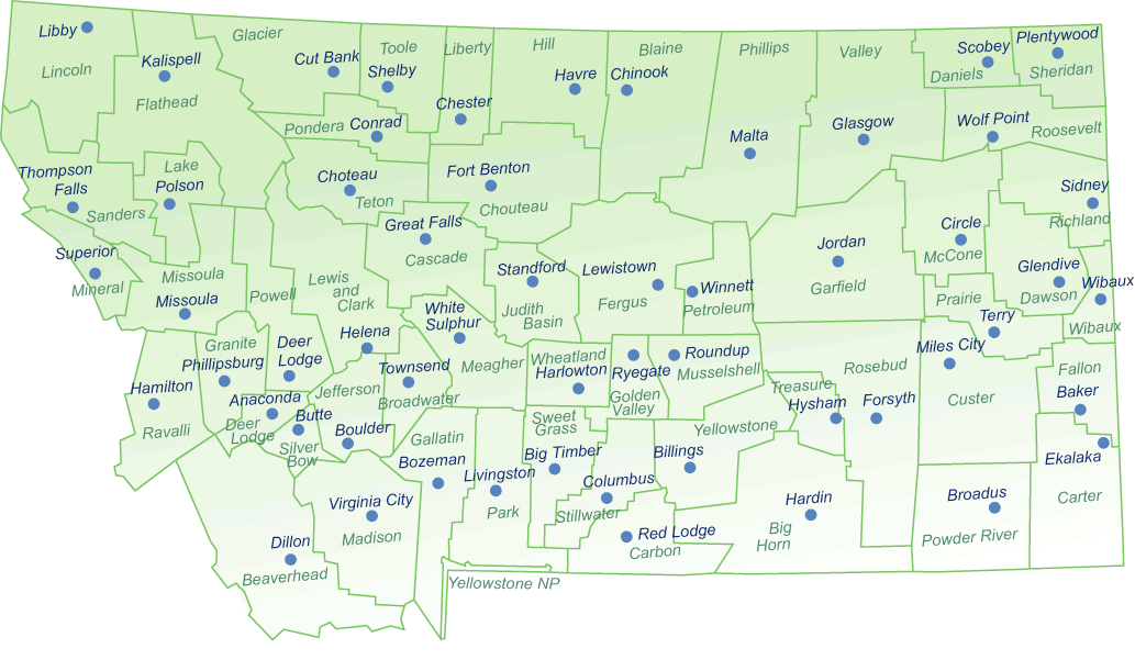 Montana County Seats Map